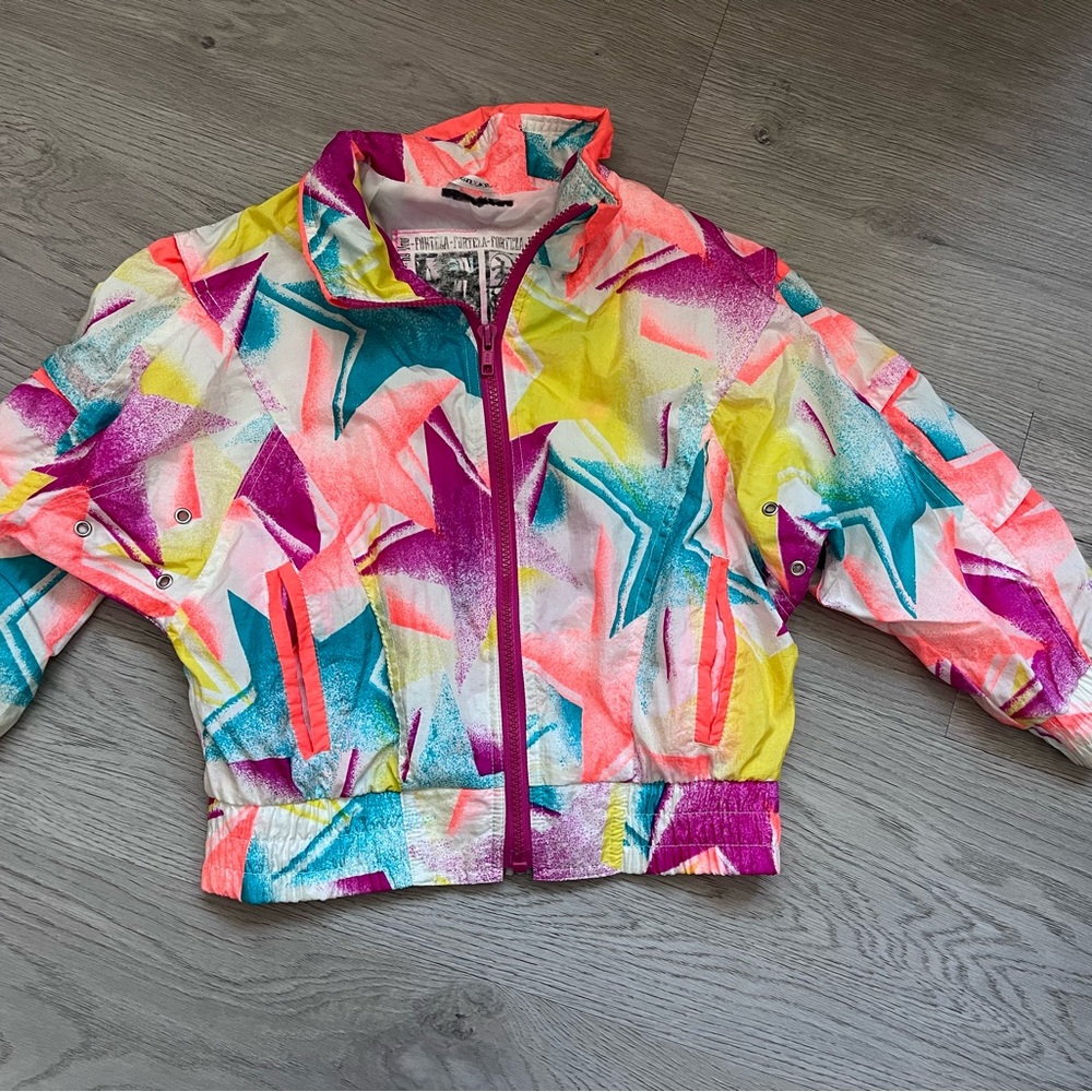 Vintage 90s Retro Fortezza Forte Colorful Windbreaker Jacket Size 4